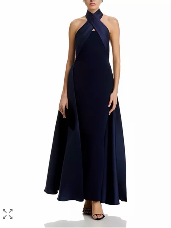 Aqua Dresses & Skirts - Aqua Navy Halter Maxi Gown with Draped Sash